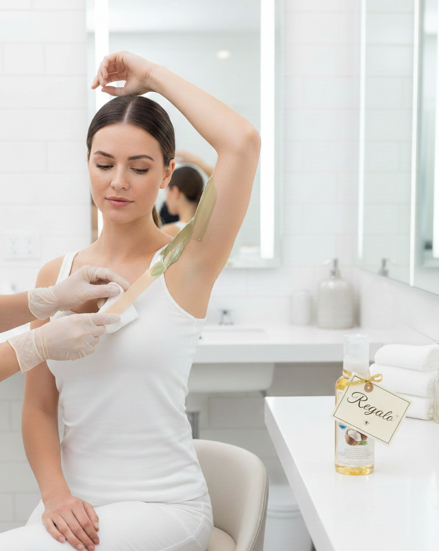Depilación con cera axilas + aceite para masaje coco renovage 4onz