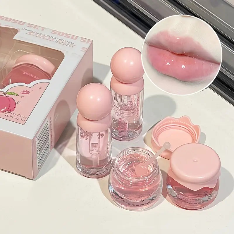 Aceite labios y máscaras de labios sabor melocotón