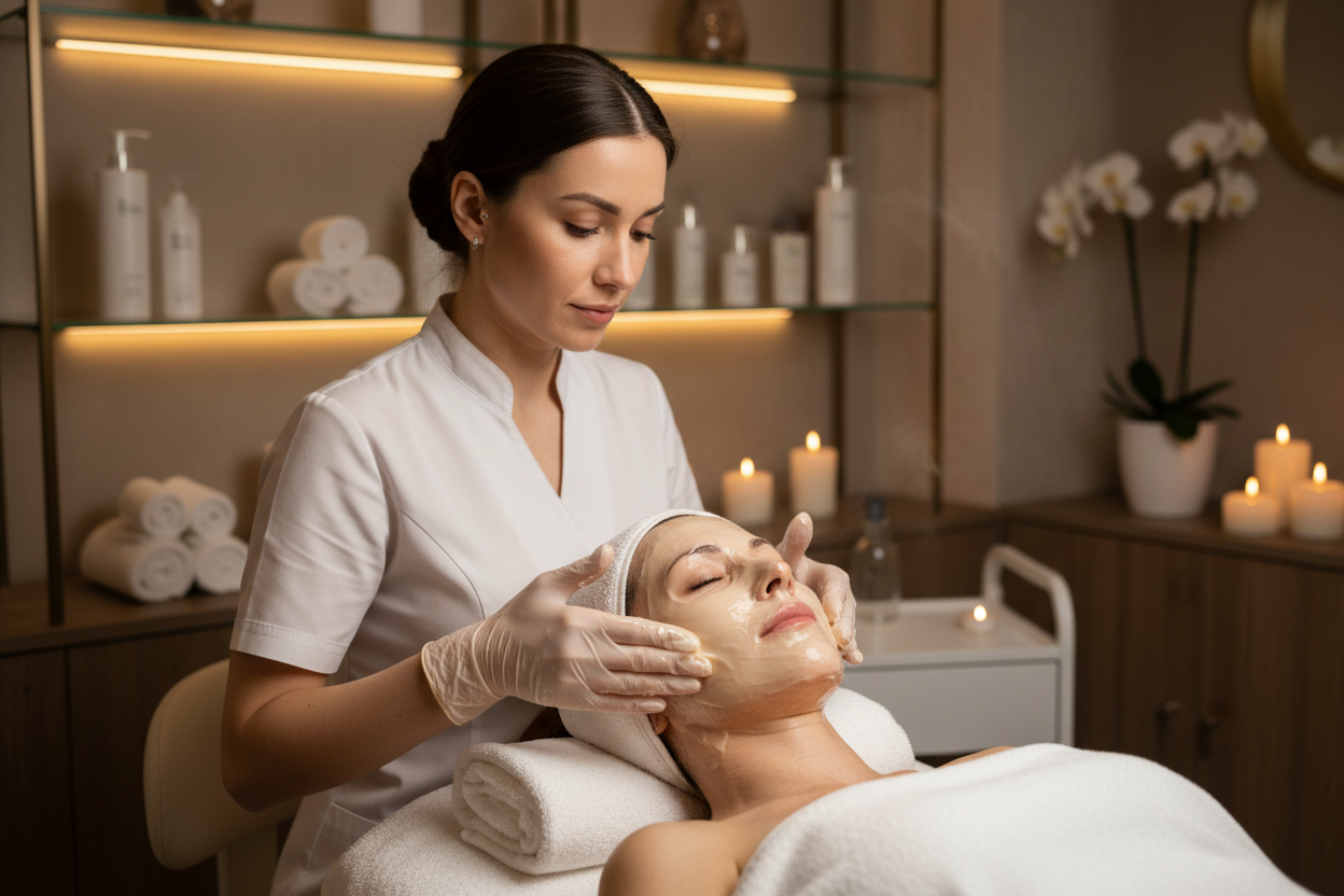 Lifting facial con parafina reafirmante a una persona real