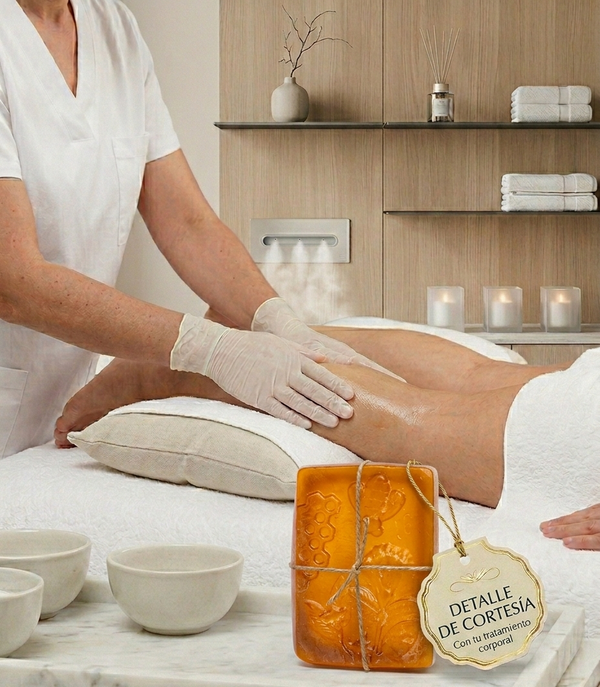 Masaje Jambes-Lourdes (piernas cansadas) + Jabon de miel