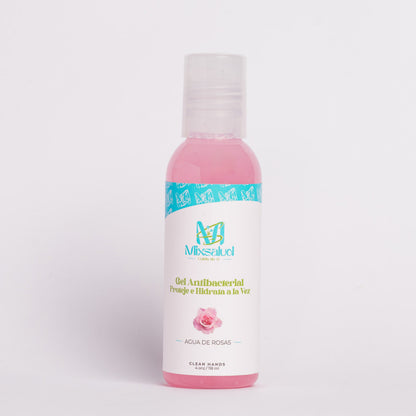 Gel antibacterial de agua de rosas