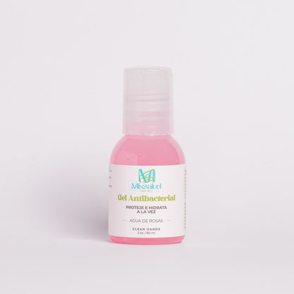 Gel antibacterial de agua de rosas
