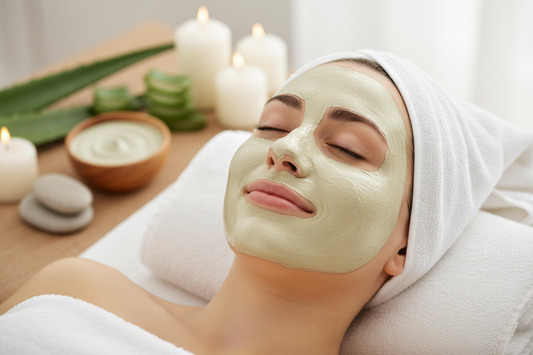 Limpieza facial profunda con mascarilla de caolín y aloe vera