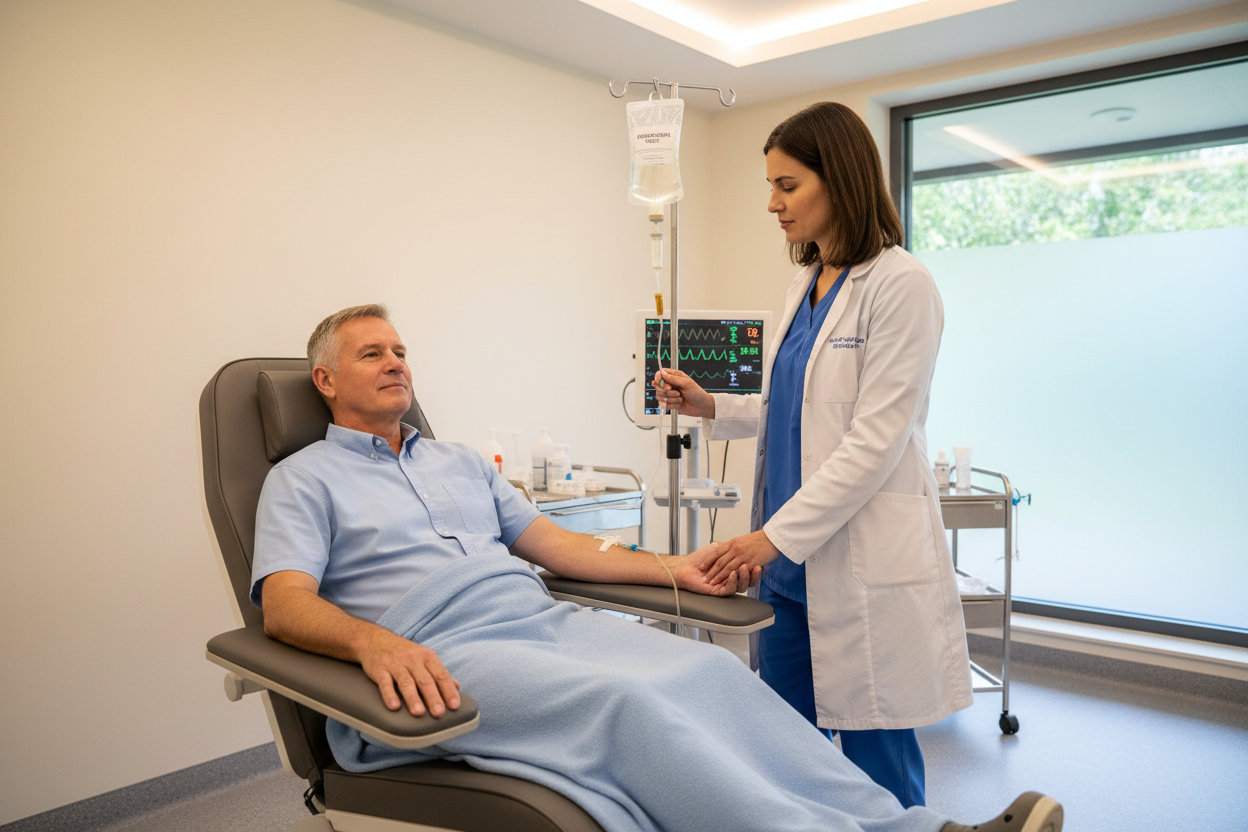 Suero Cardiovascular a un paciente real con paredes cremas