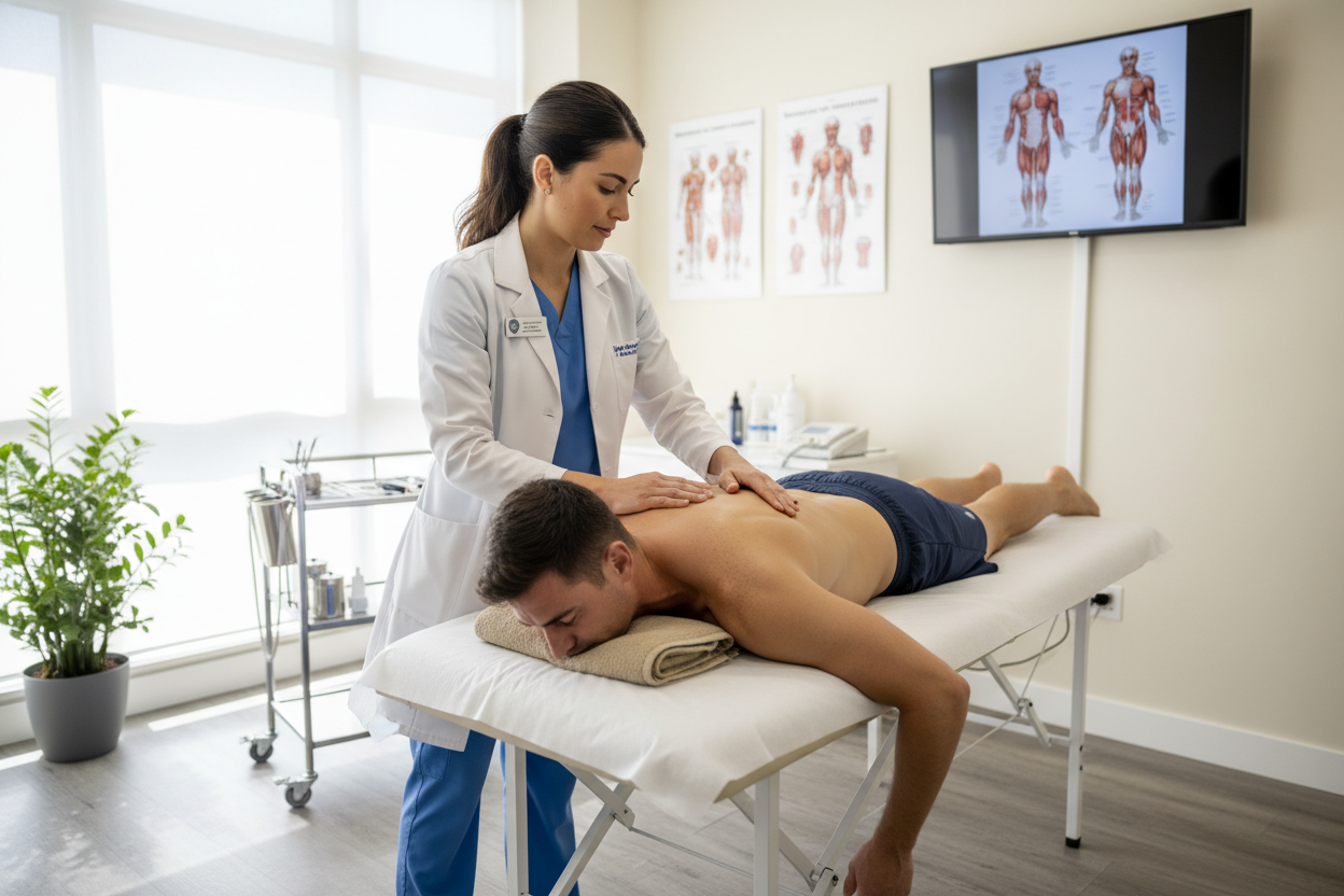 Terapia de liberación miofascial a una persona reeal y que tenga un doctor/a