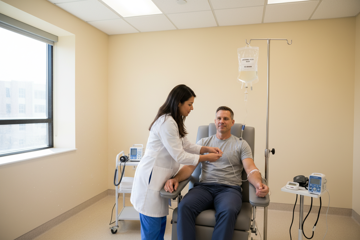 Vitamina C intravenosa 15 gramos a un paciente real con paredes cremas